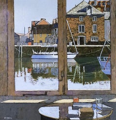 Padstow - contemporary landscape window view river boat acrylic