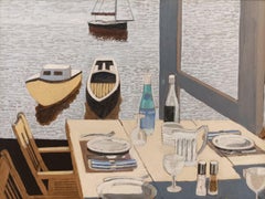 Blick aus einem Restaurant II - Zeitgenössisches Stillleben - Fensterlandschaft - Rauminterieur