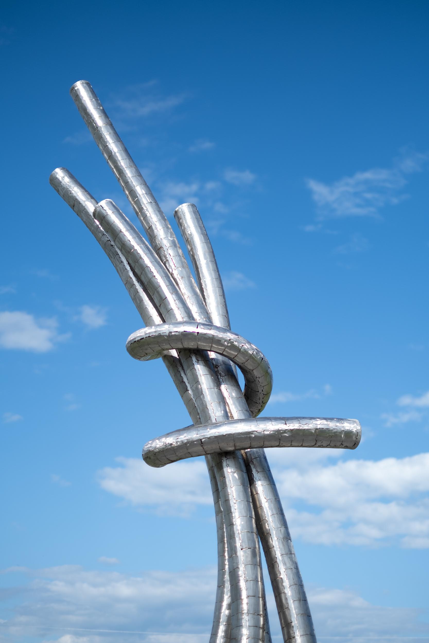 Collusion - tall, monumental, contemporary, abstract, stainless steel sculpture For Sale 3