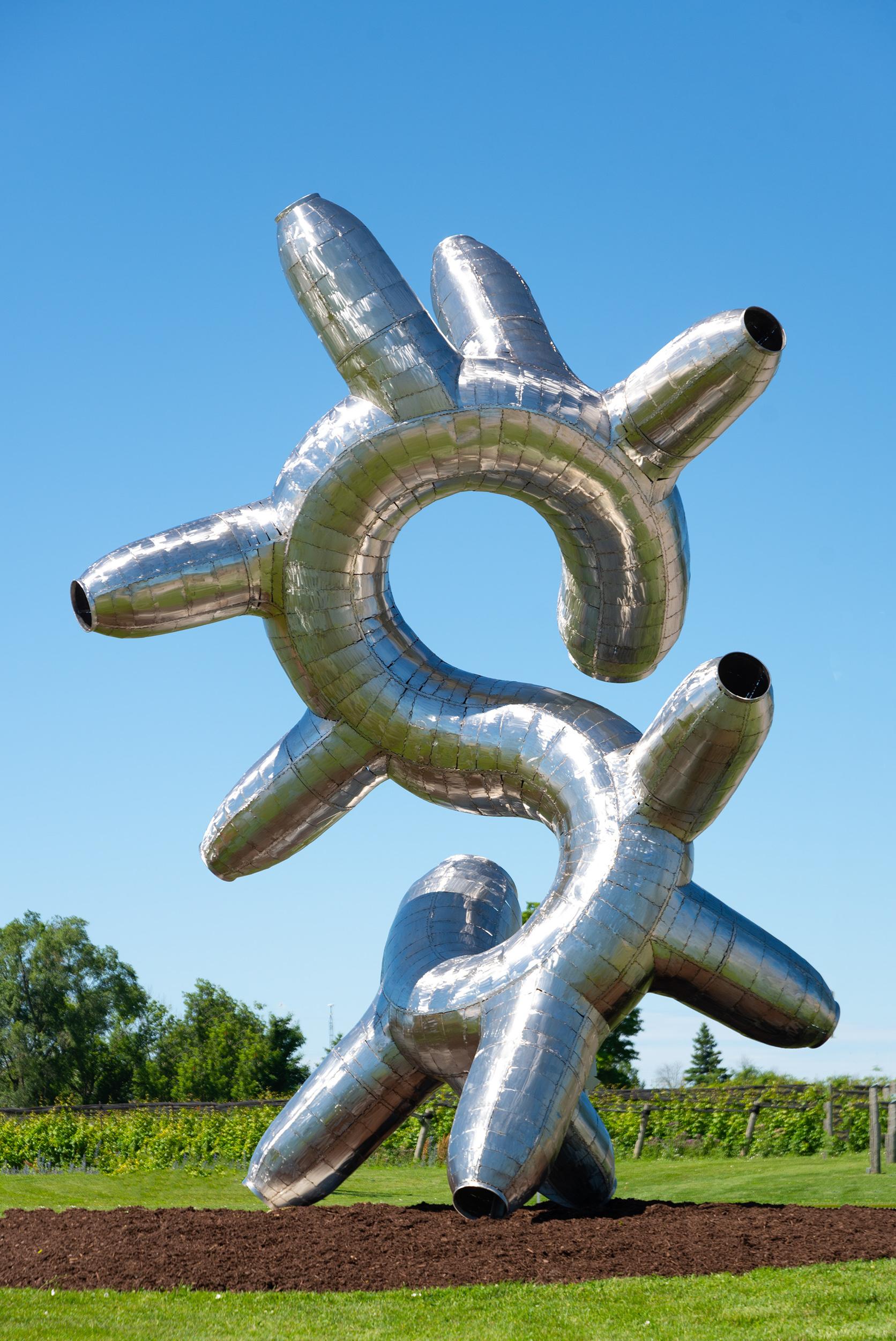 Reflection - tall, monumental, contemporary, abstract, stainless steel sculpture