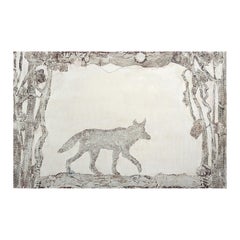 "Desert Animal" Contemporary Neutral Toned Abstract Fox Animal Lace Painting