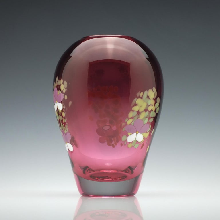 Mike Hunter Cranberry Glass Flower Vase For Sale At 1stdibs