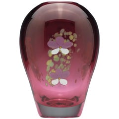 Mike Hunter Cranberry Glass Flower Vase