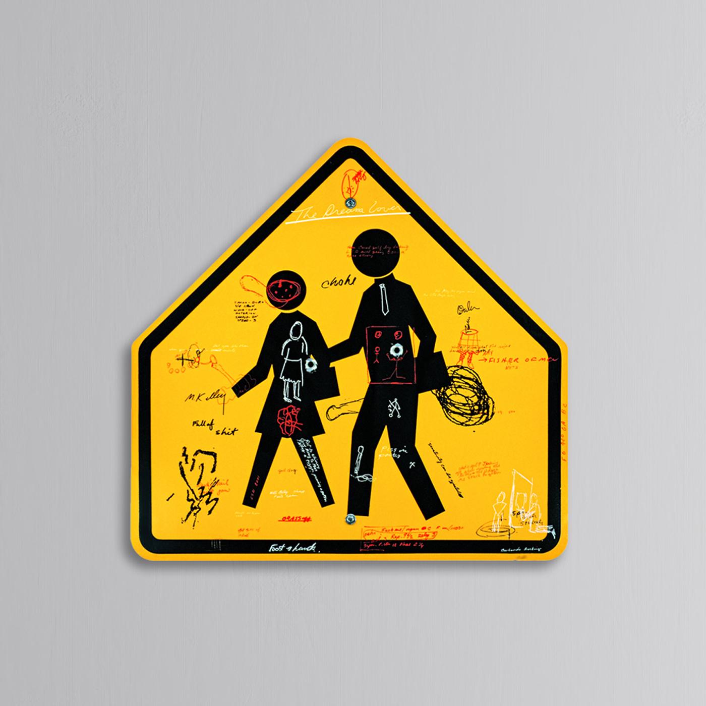 Mike Kelley and Tony Oursler, Poetics Country - Screenprint on Road Sign, Signed For Sale 2