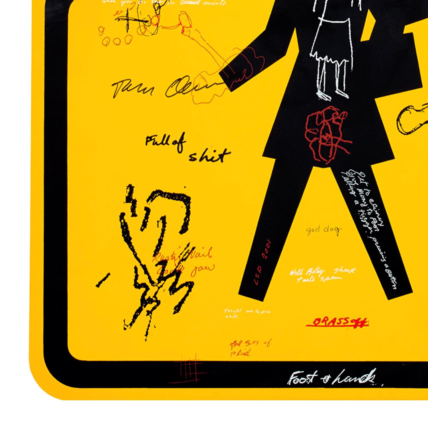 Mike Kelley and Tony Oursler, Poetics Country - Screenprint on Road Sign, Signed For Sale 3