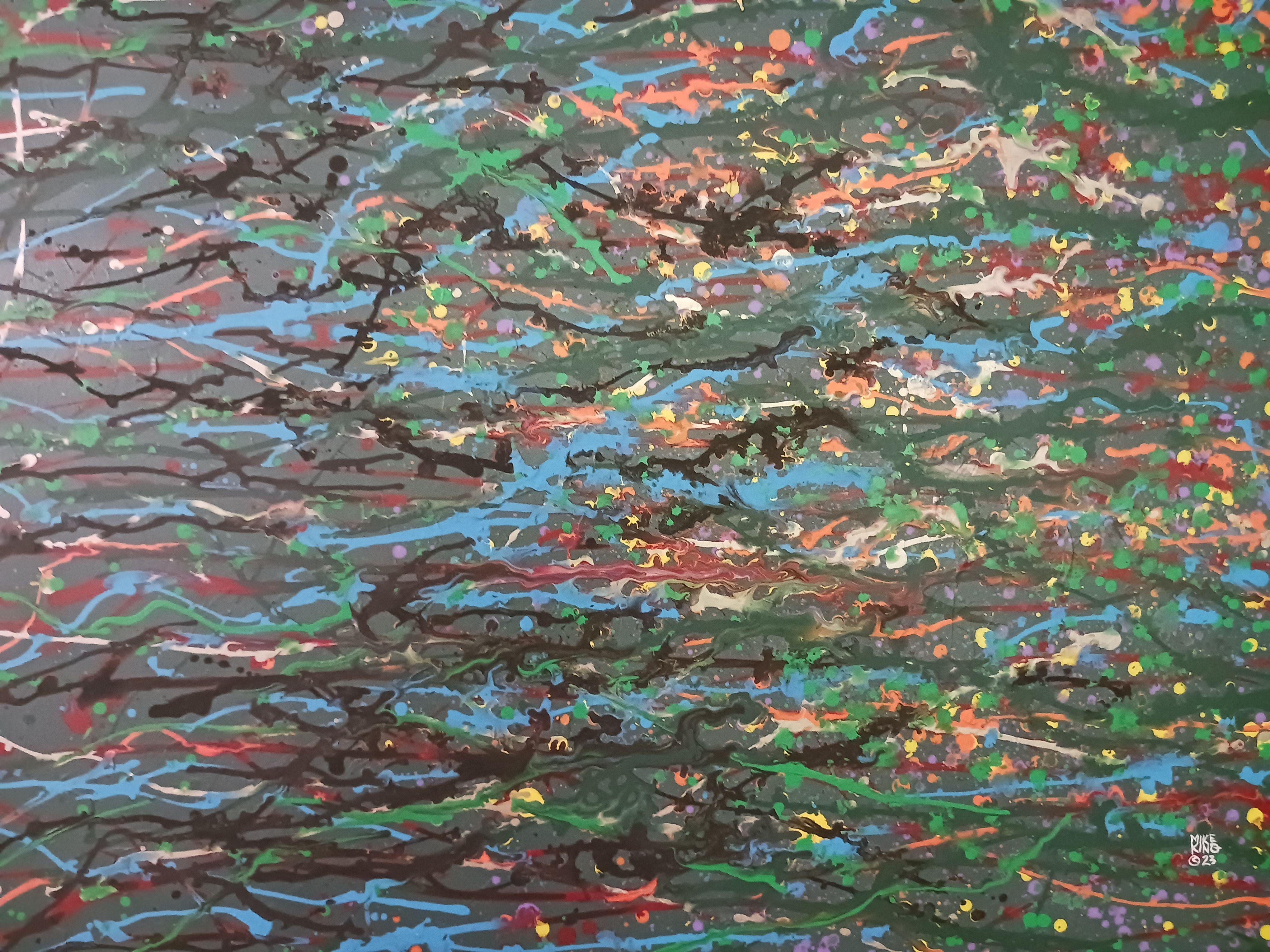 This was painted spontaneously and intuitively. I wanted to figuratively paint an abstract of the sea at dusk with reflections of bright, colorful light bouncing from it. :: Painting :: Abstract Expressionism :: This piece comes with an official