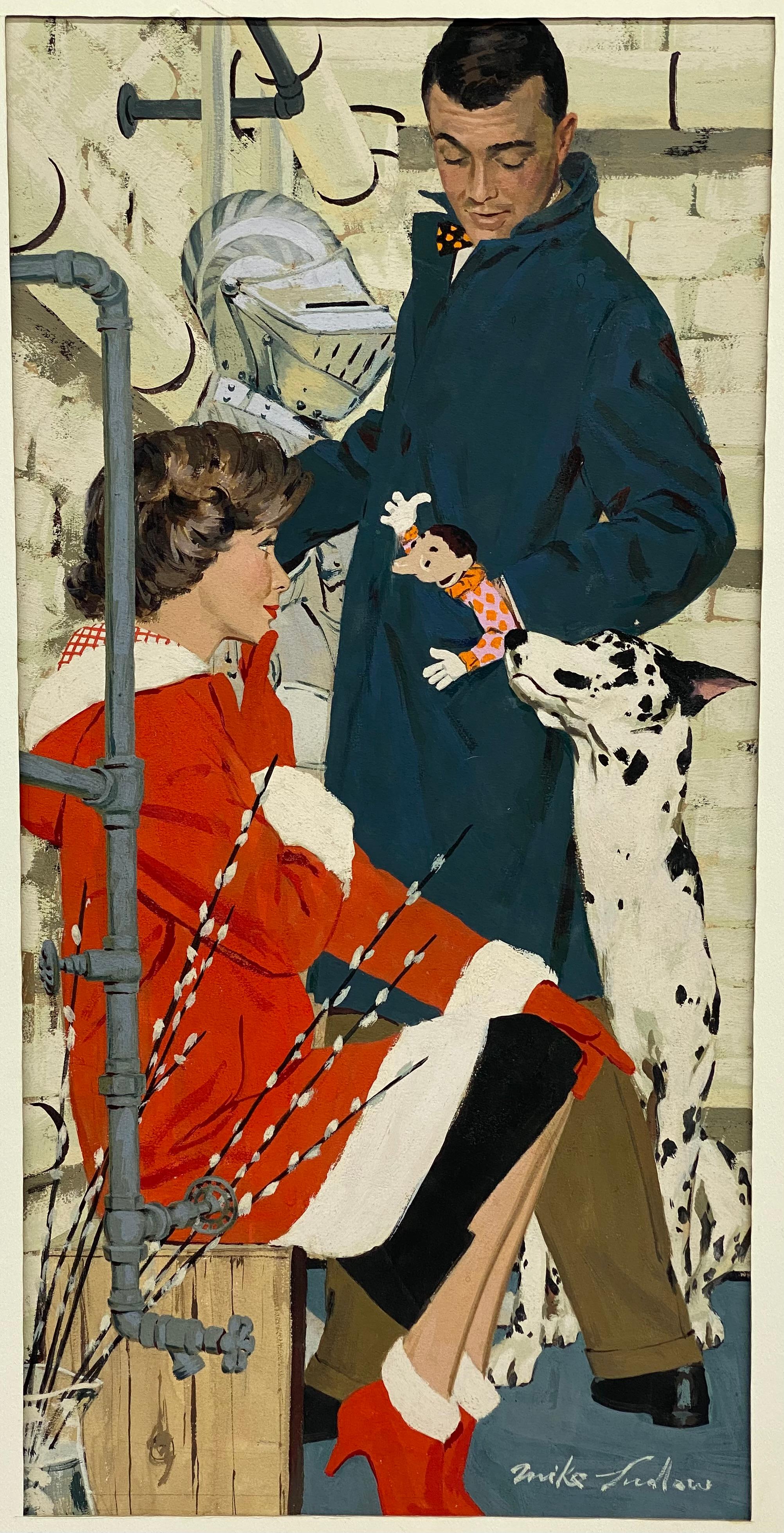 Originalillustration von Mike Ludlow für The Saturday Evening Post. Gouache auf Illustrationskarton. Signiert unten rechts, Mike Ludlow. Rückseitig datiert und betitelt: Zur Veröffentlichung in The Saturday Evening Post, Titel der Geschichte: Die