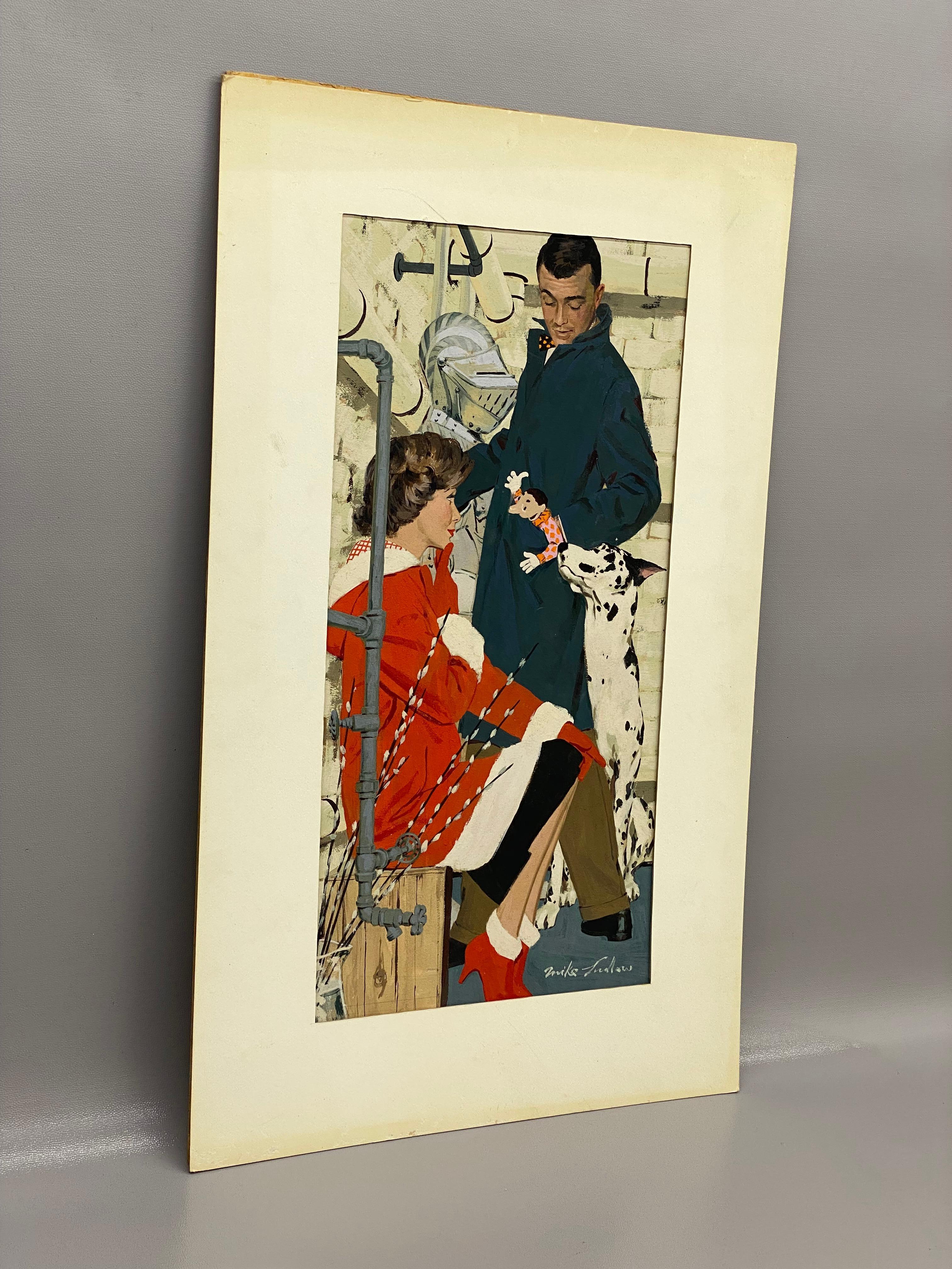 Mike Ludlow Original-Illustration für Saturday Evening Post Murder Mystery (Moderne der Mitte des Jahrhunderts) im Angebot