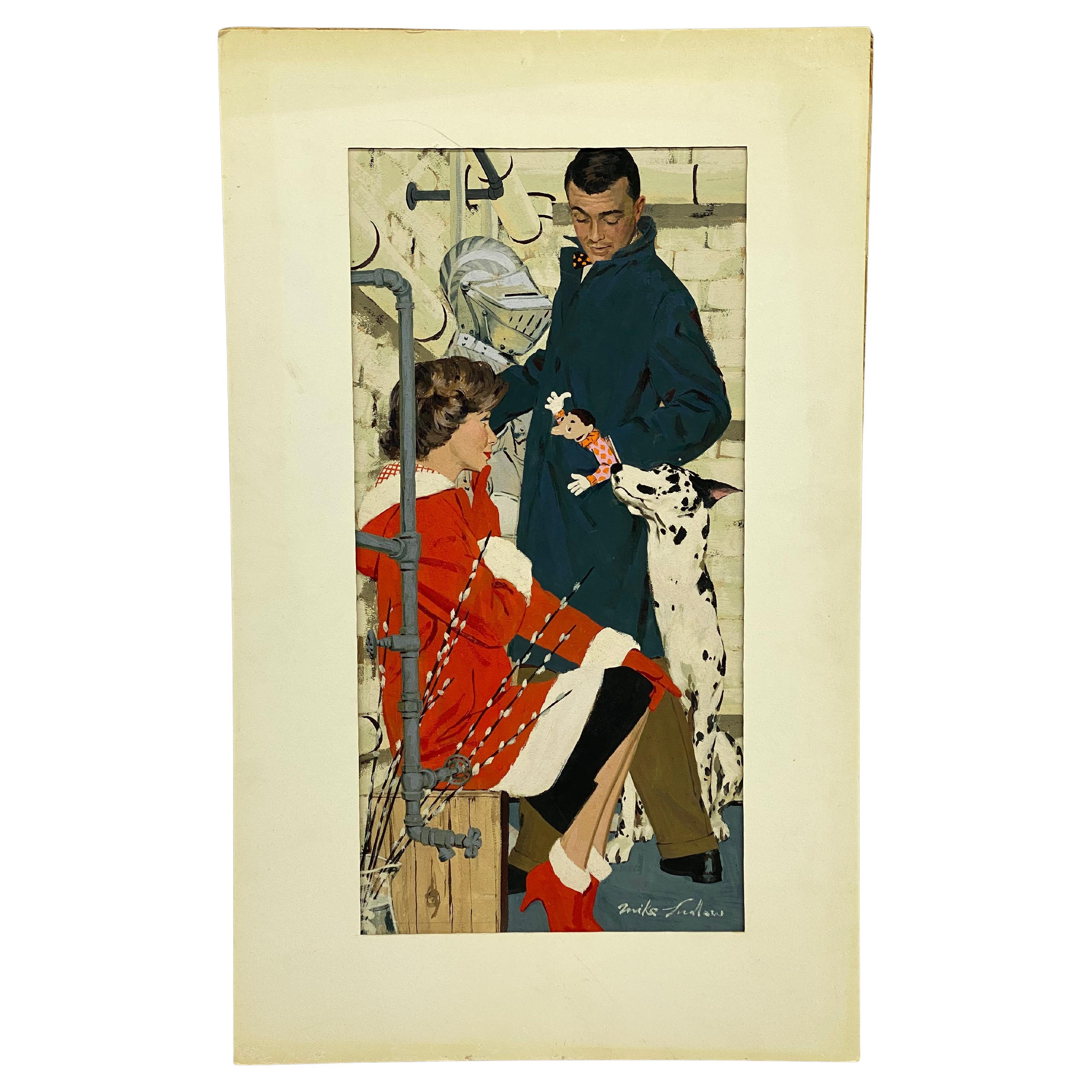 Mike Ludlow Original-Illustration für Saturday Evening Post Murder Mystery