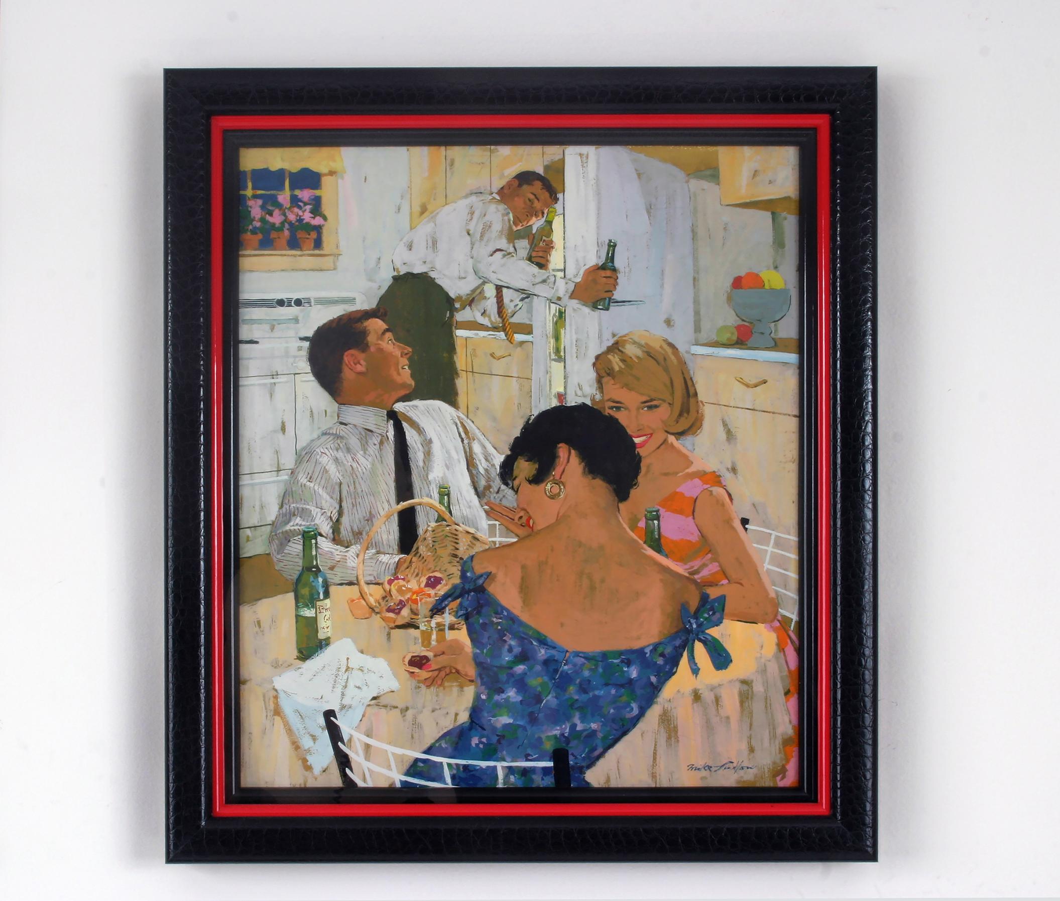 Ballantine-Bierwerbung. Amerikanische Illustration aus der Mitte des Jahrhunderts (Braun), Figurative Painting, von Mike Ludlow