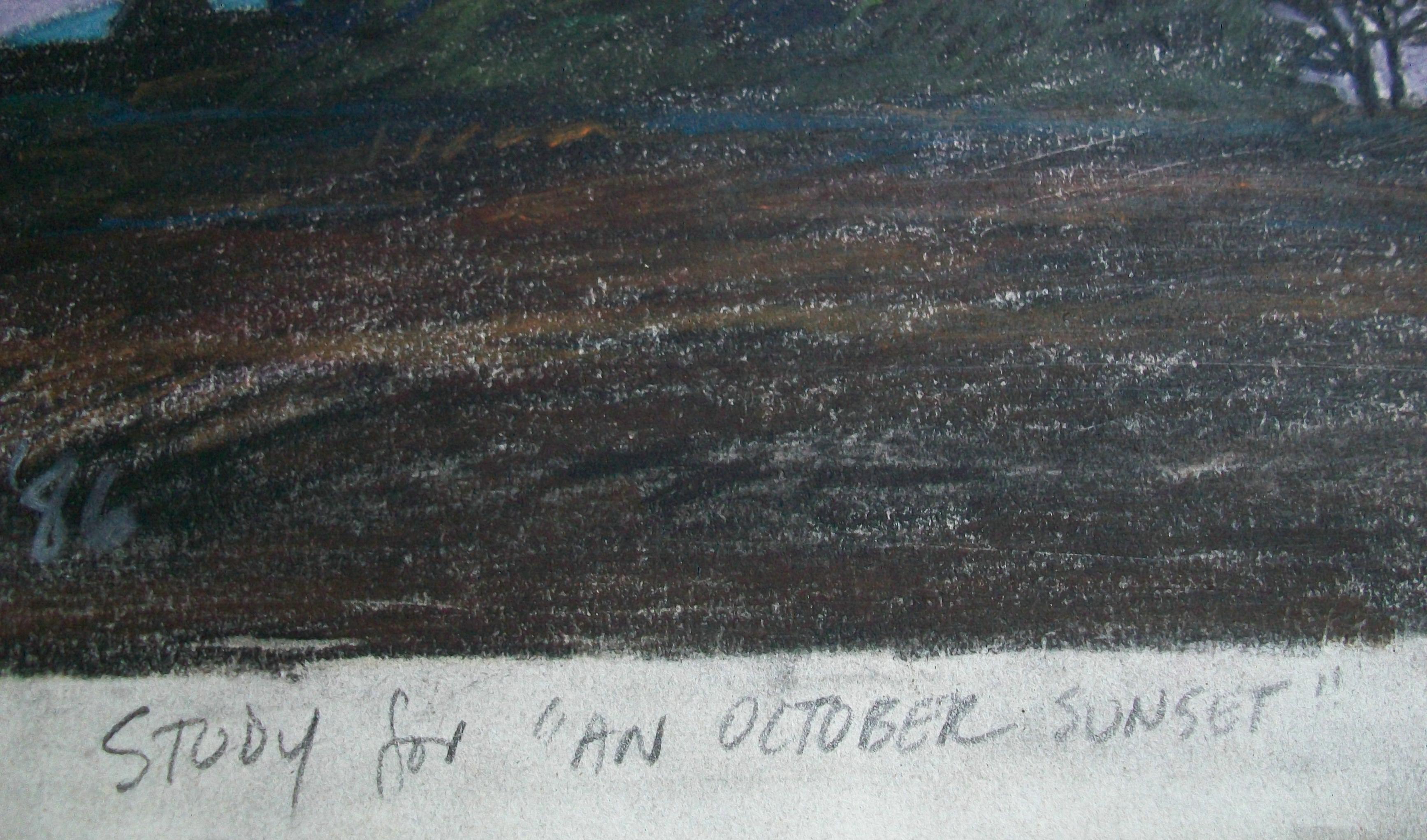 Modern Mike Maroney, 'an October Sunset', Charcoal Landscape Study, Canada, C. 1986 For Sale