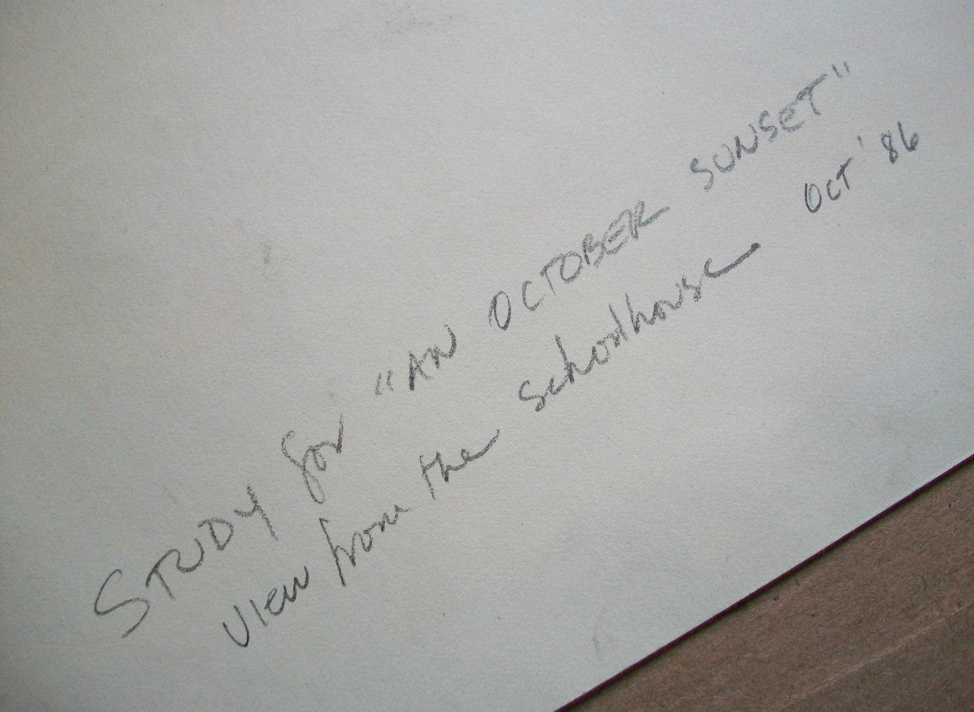 Mike Maroney, 'an October Sunset', Charcoal Landscape Study, Canada, C. 1986 In Good Condition For Sale In Chatham, ON