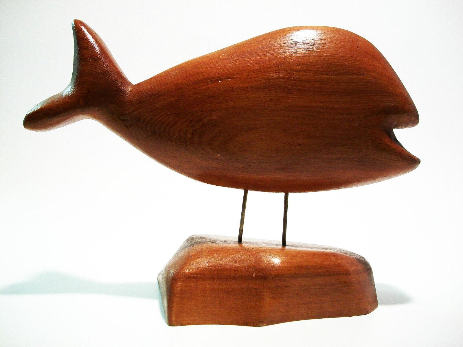 Brass MIKE MATAS - Vintage Folk Art Whale Carving on Stand - Signed - Canada - C. 1980 For Sale