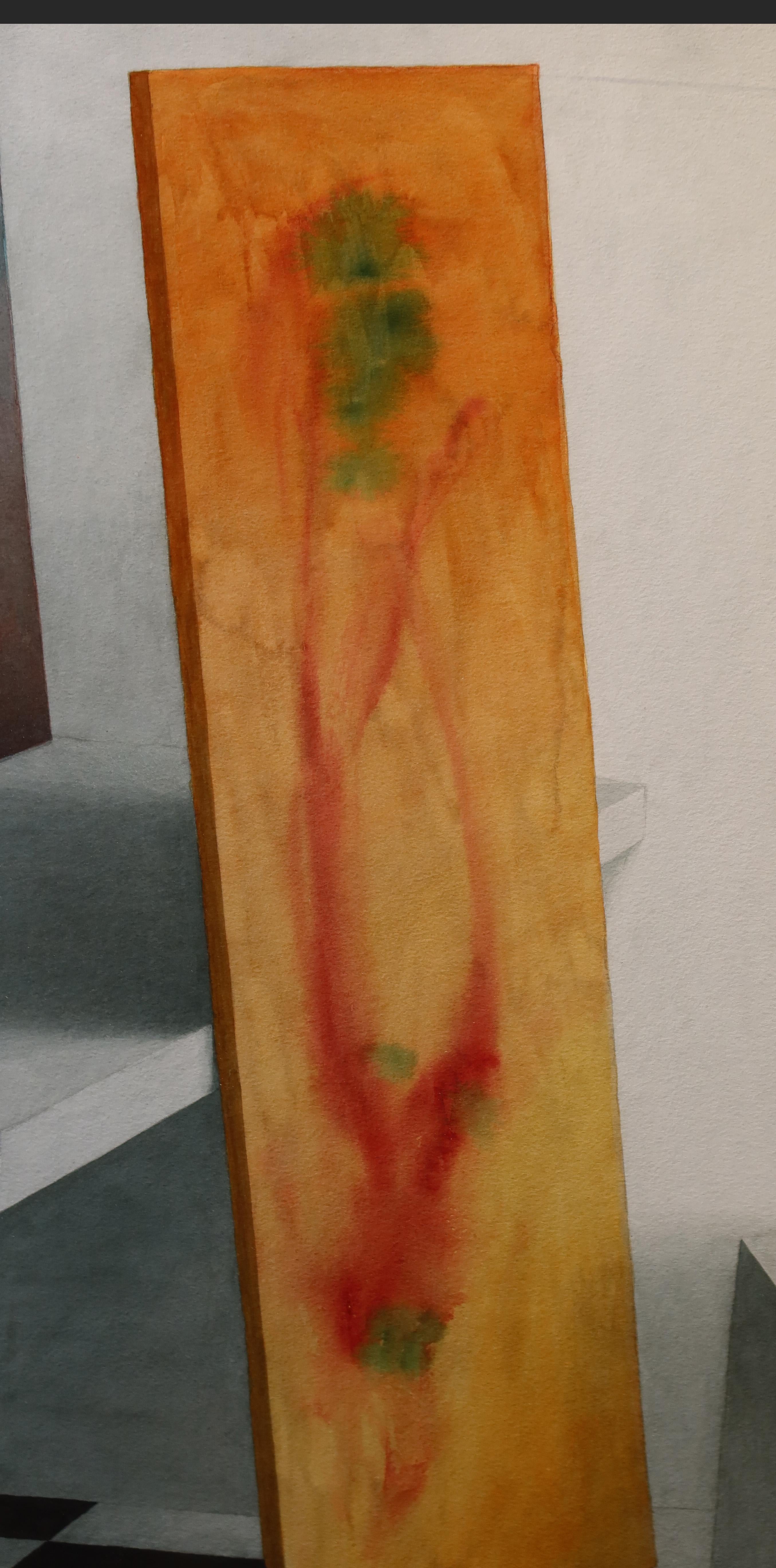 Monumentales Gemälde in Museumsgröße, modernistische Surreale Innenszene, signiert, Vintage 4