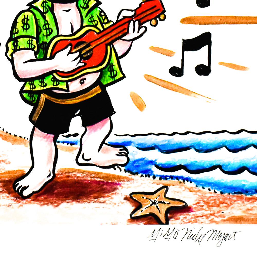 Wonderful and joyous print by Mike Mozart also known as Mimo.
Limited edition of only 20.
This print is number 2 of 20.
Hand signed by artist on bottom right of print.
Numbered on bottom left.
Printed on hand cut cold press paper.
