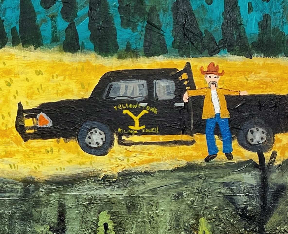 Rip Wheeler at the Train Station - Folk Art Painting by Mike Ousley