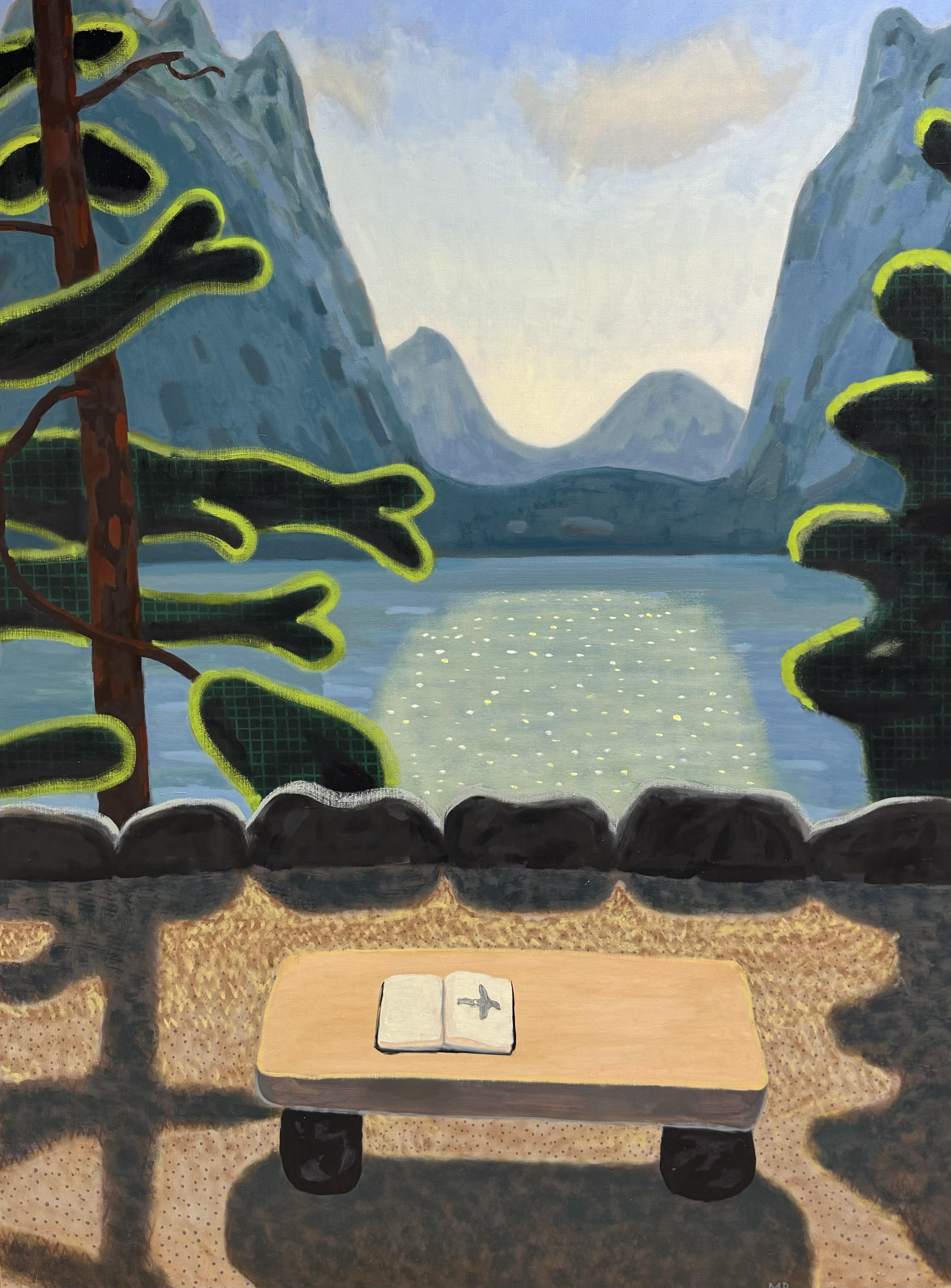 Mike Piggott Abstract Painting - Jenny Lake Overlook (With a Northern Harrier)
