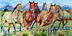 Wild Horses Running Painting - Horse Running Wild, Painting, Oil on Canvas