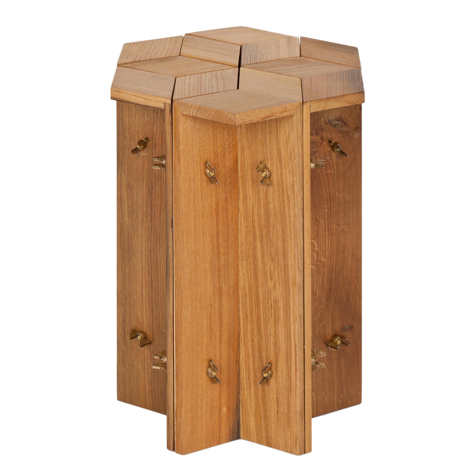 Mike Reclaimed Oak Stool by Fred and Juul
Dimensions: D 31 x W 36 x H 45 cm.
Materials: Reclaimed oak and brass.

This stool can also be used as a side table. Custom sizes, materials or finishes are available. Please contact us.

Mike was born out