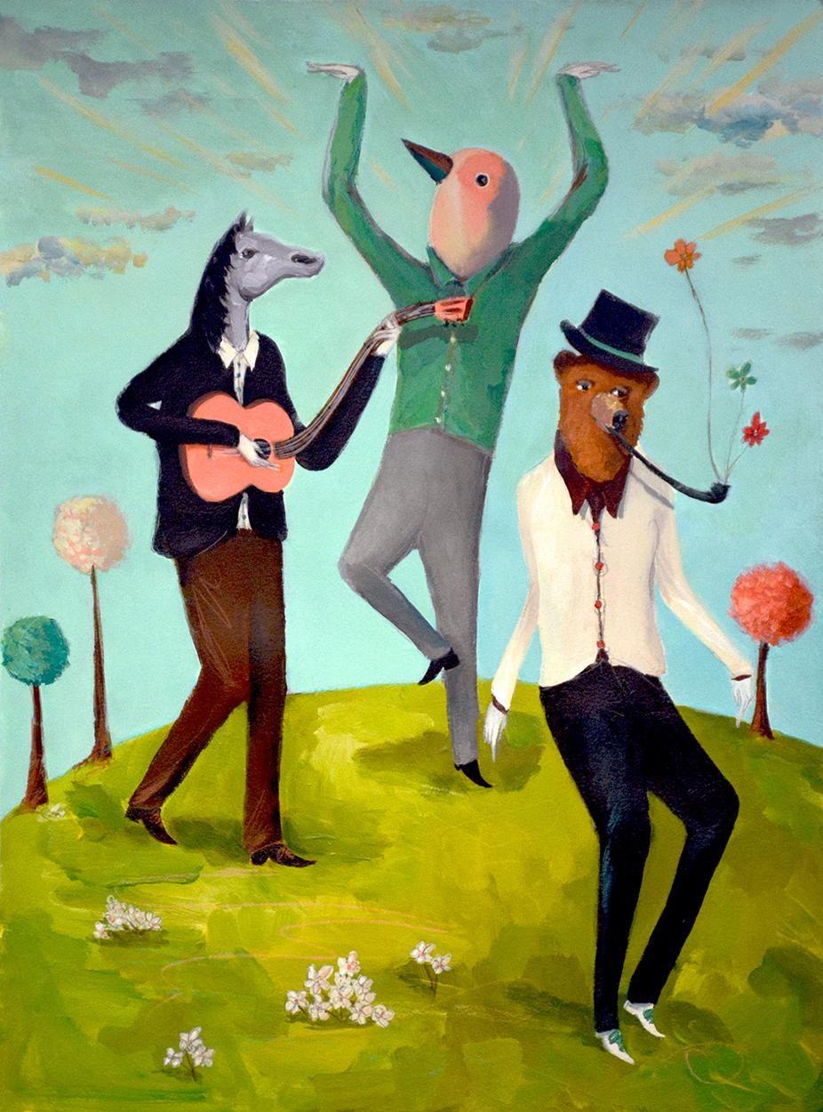 Mike Stilkey Animal Painting - In The Midst Of Absurdity