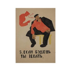Cirka 1920 ROSTA-Fensterplakat von M. Cheremnykh - Wenn du weiter gähnst