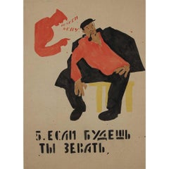 Cirka 1920 ROSTA-Fensterplakat von M. Cheremnykh - Wenn du weiter gähnst