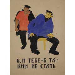 CIRCA 1920 ROSTA Window Poster M. Cheremnykh Und du darfst nicht werden wie er