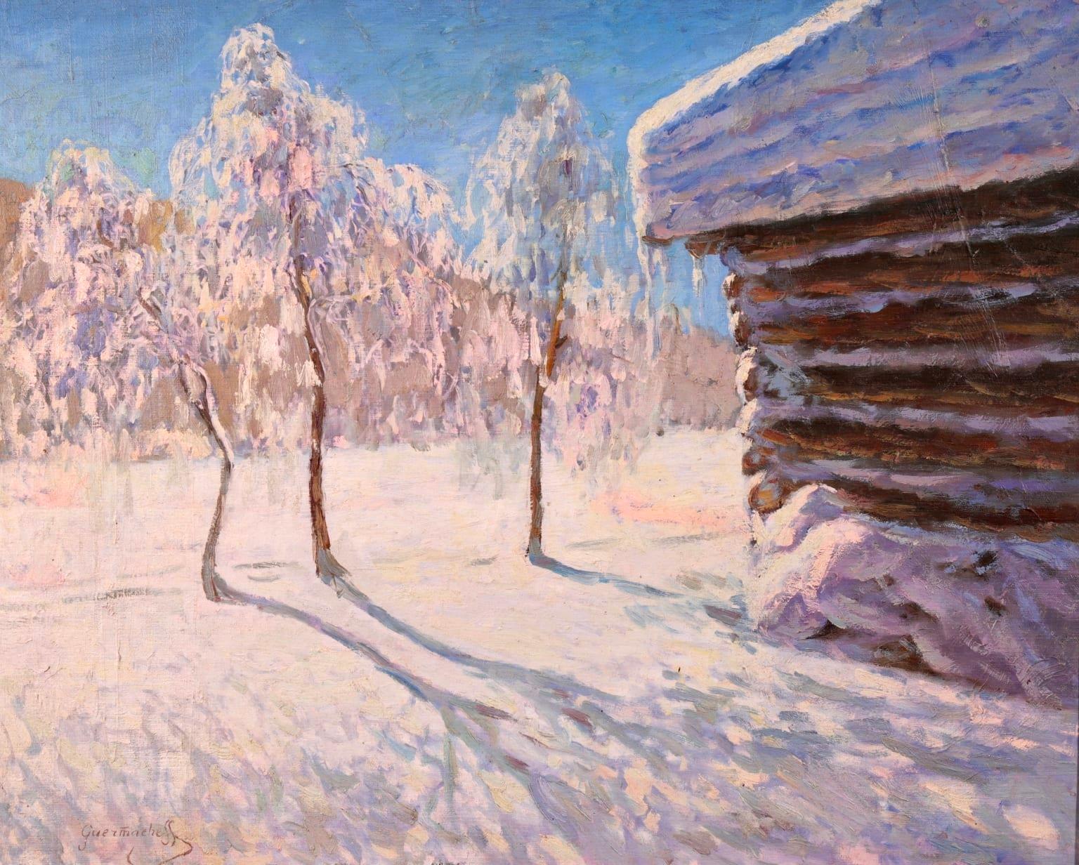 Coucher de Soleil Hiver - Impressionist Snow Landscape Oil - Mikhail Guermacheff 1