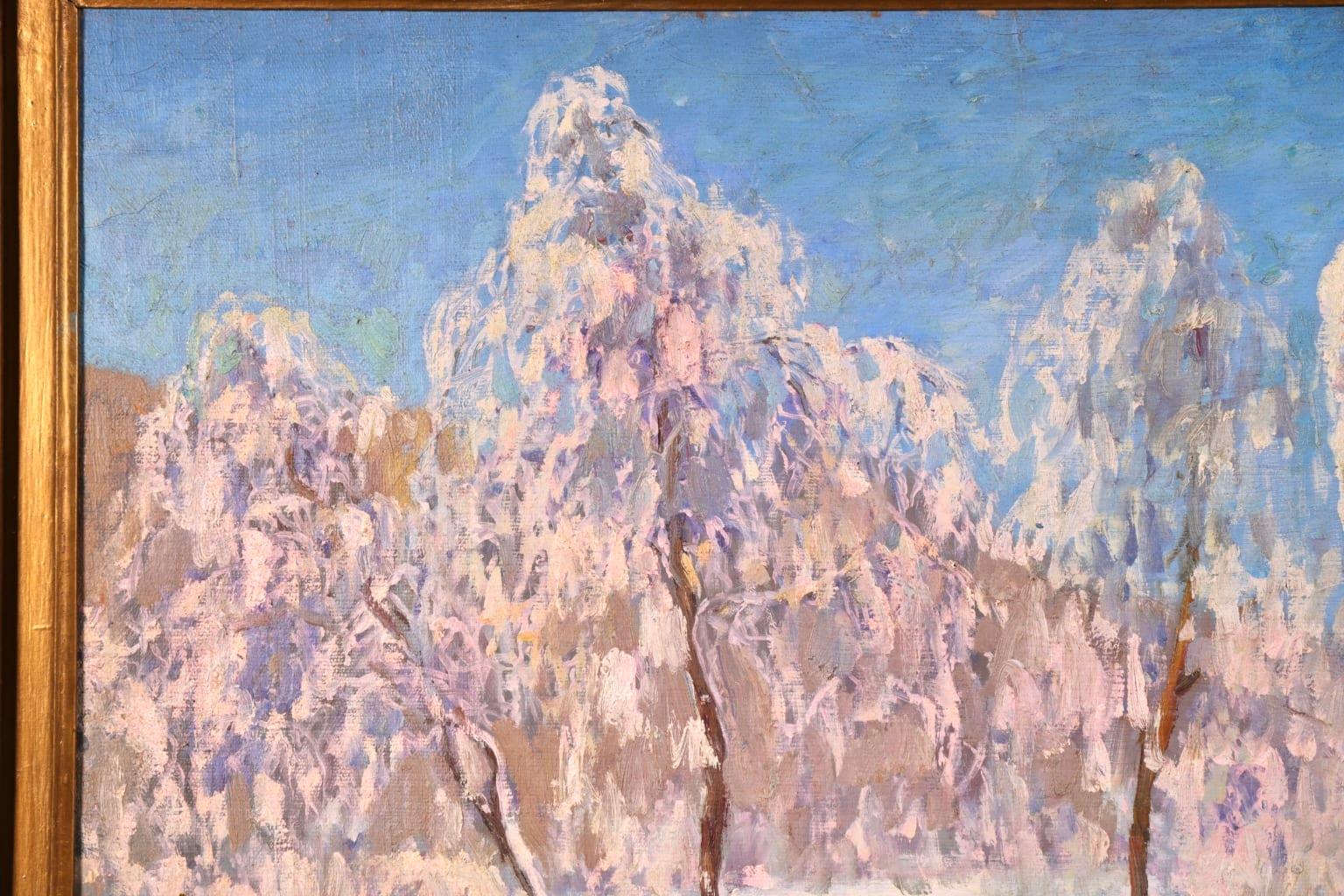 Coucher de Soleil Hiver - Impressionist Snow Landscape Oil - Mikhail Guermacheff 2