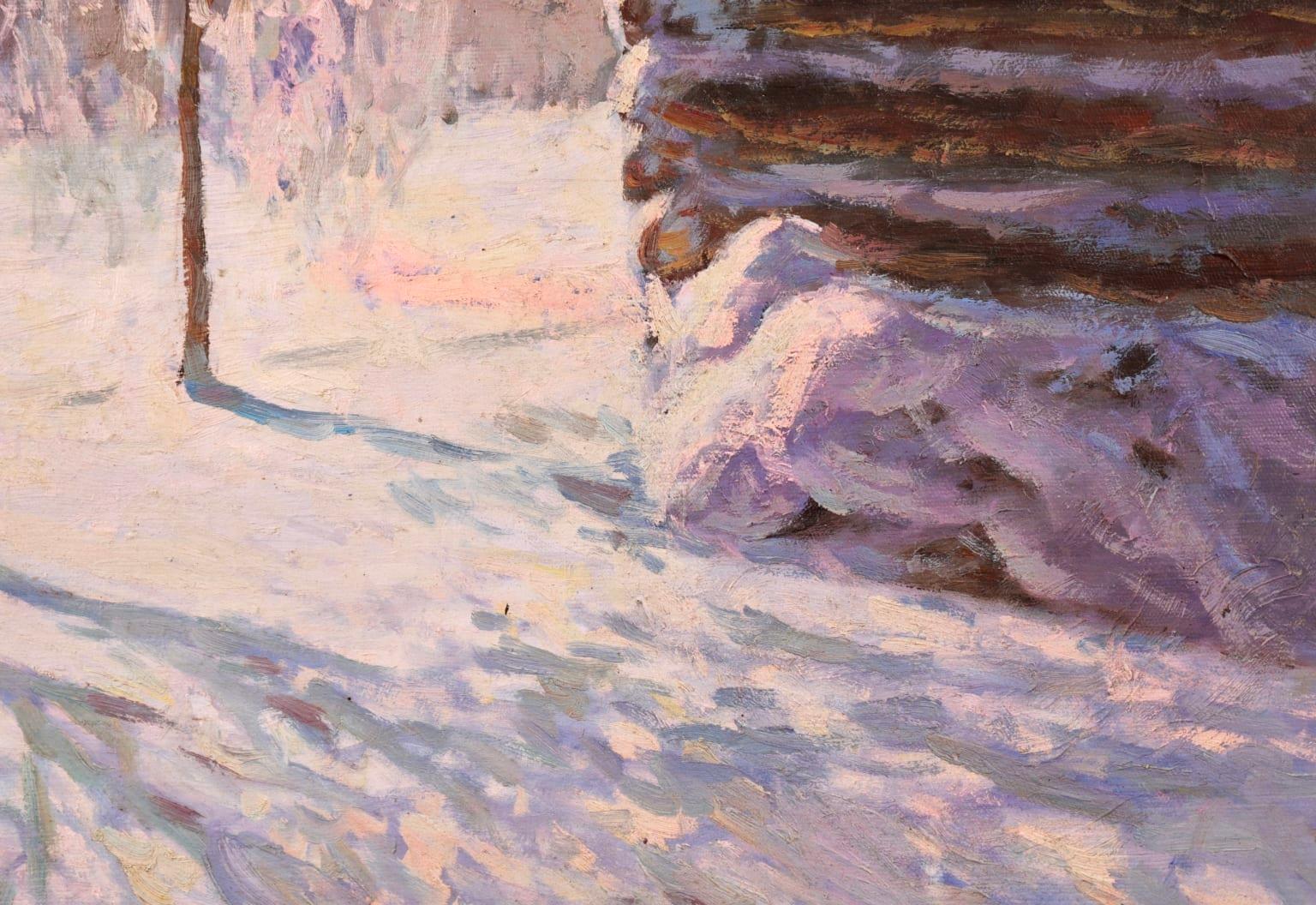 Coucher de Soleil Hiver - Impressionist Snow Landscape Oil - Mikhail Guermacheff 6