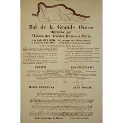 Antique 1925 original document by Mikhail Larionov for the "Bal de la Grande Ourse"