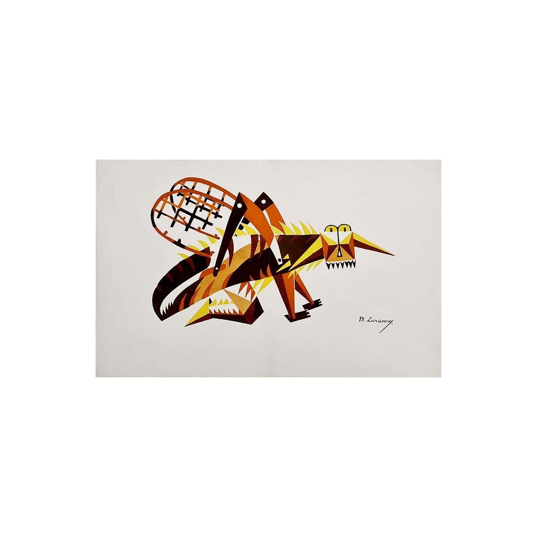 Plantilla de Larionov de 1916: Traje de grillo para el ballet "Historia Natural" - Print de Mikhail Larionov