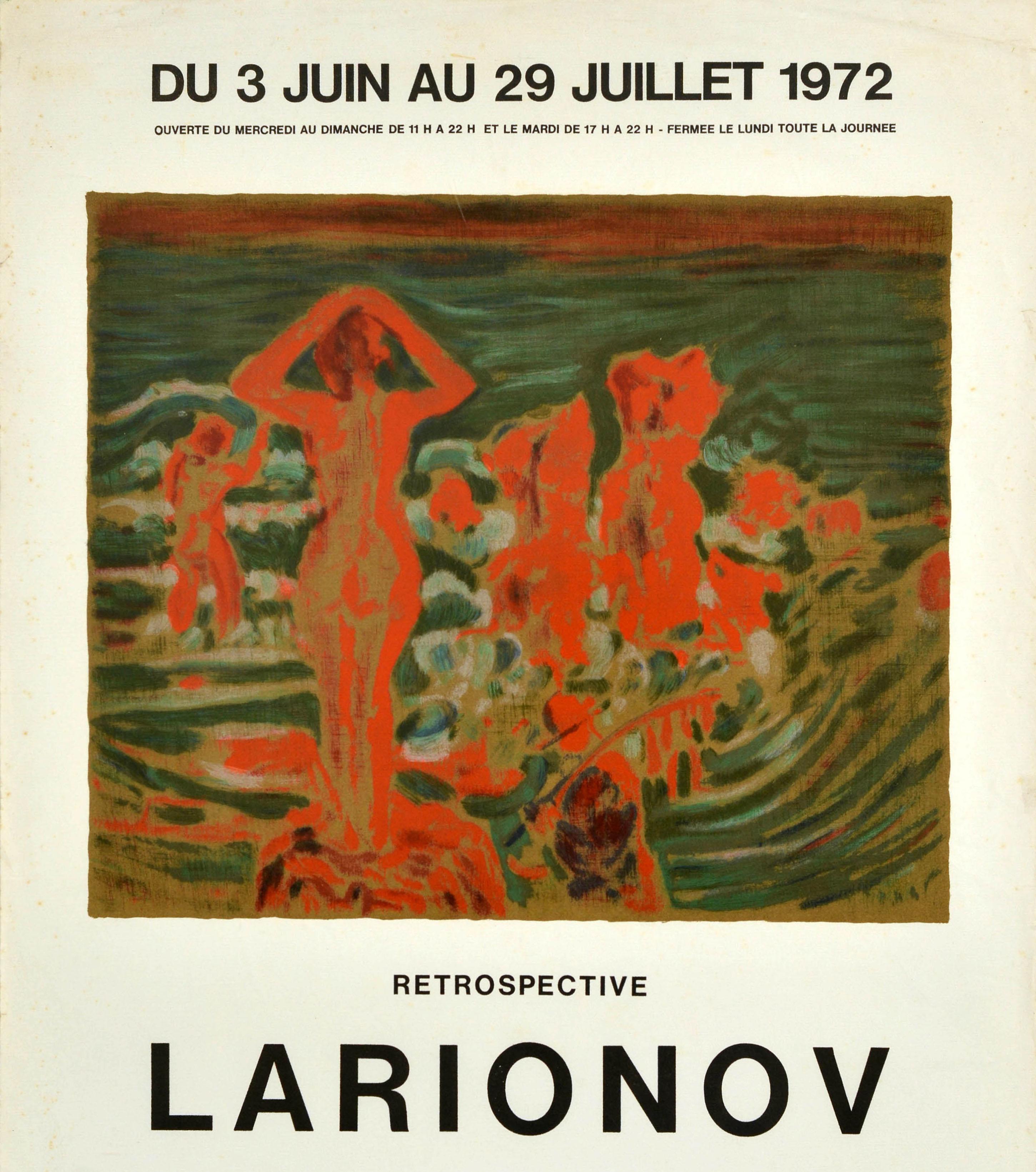 Original Vintage Art Exhibition Poster Mikhail Larionov Retrospective Avantgarde For Sale 1