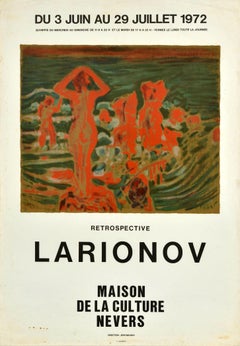Original-Vintage-Kunstausstellungsplakat Mikhail Larionov, Retrospektive Avantgarde