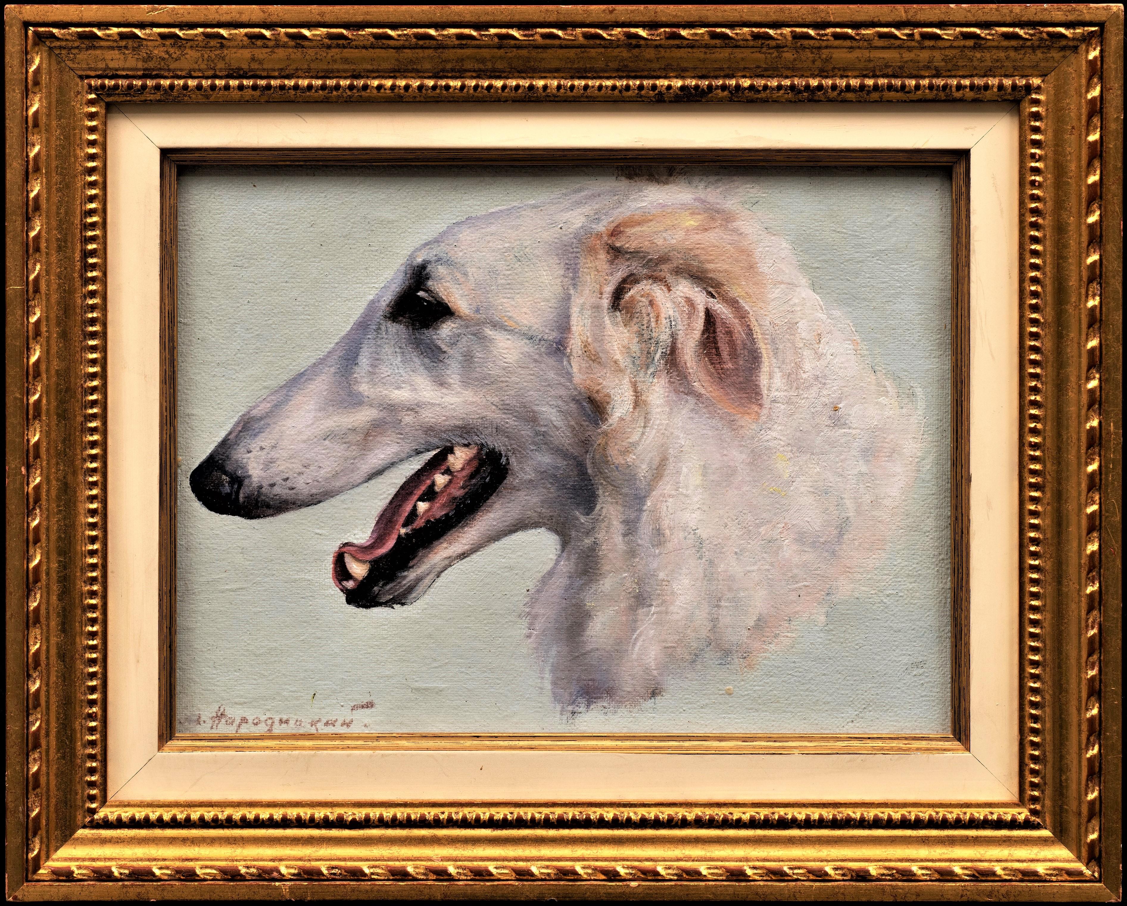Mikhail Naraditsky Portrait Painting - Dog Portrait "Head of a Borzoi" Mikhail Naroditsky (b. 1946)
