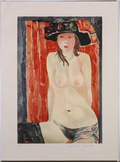 Mikhail Turovsky (b.1933) - Mid 20th Century Lithograph, Nude with Sun Hat