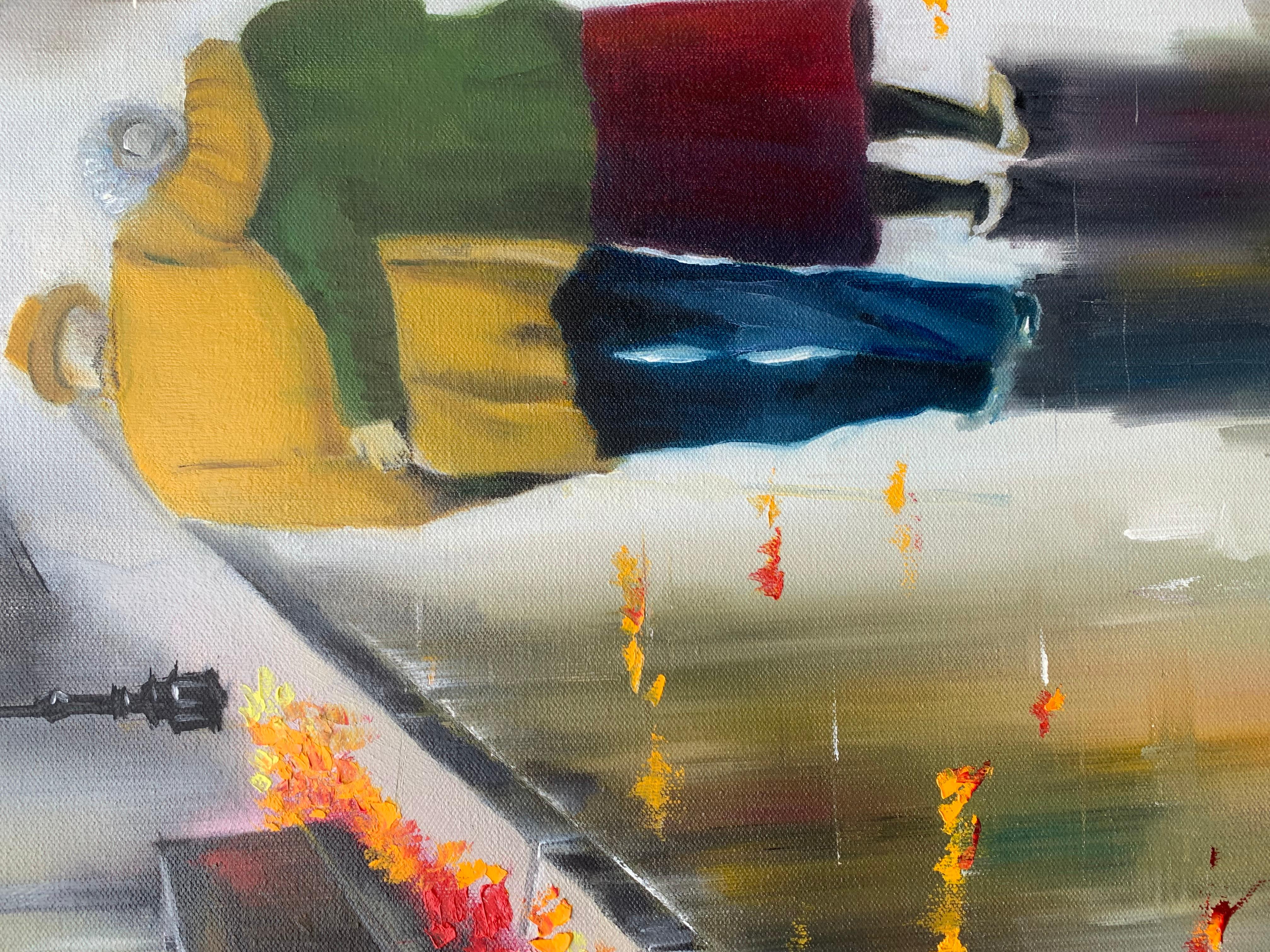 Herbstspaziergang, Ölgemälde (Braun), Figurative Painting, von Mikhail Zuyeu
