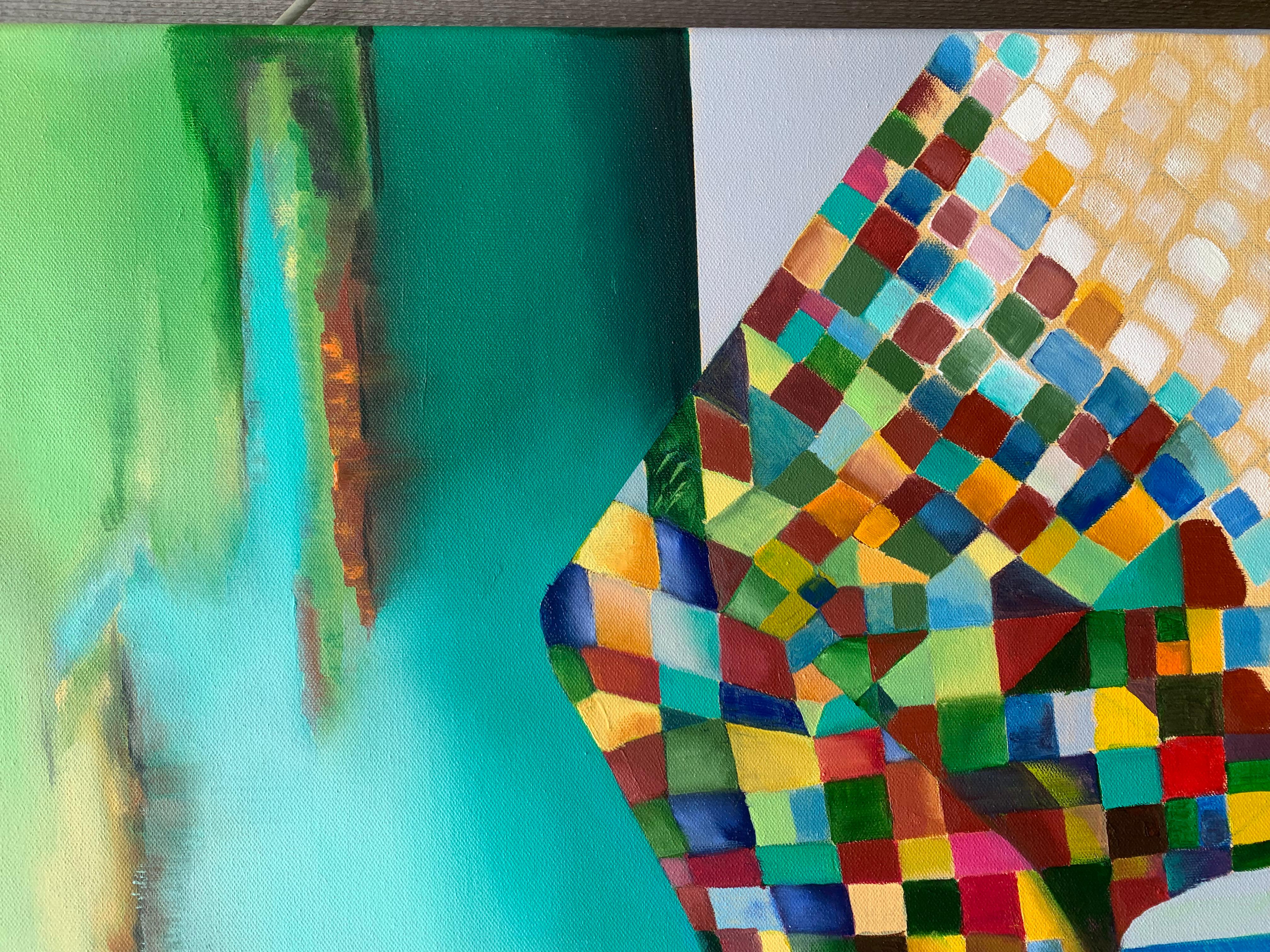 Quiet Horizon Green, Oil Painting For Sale 2