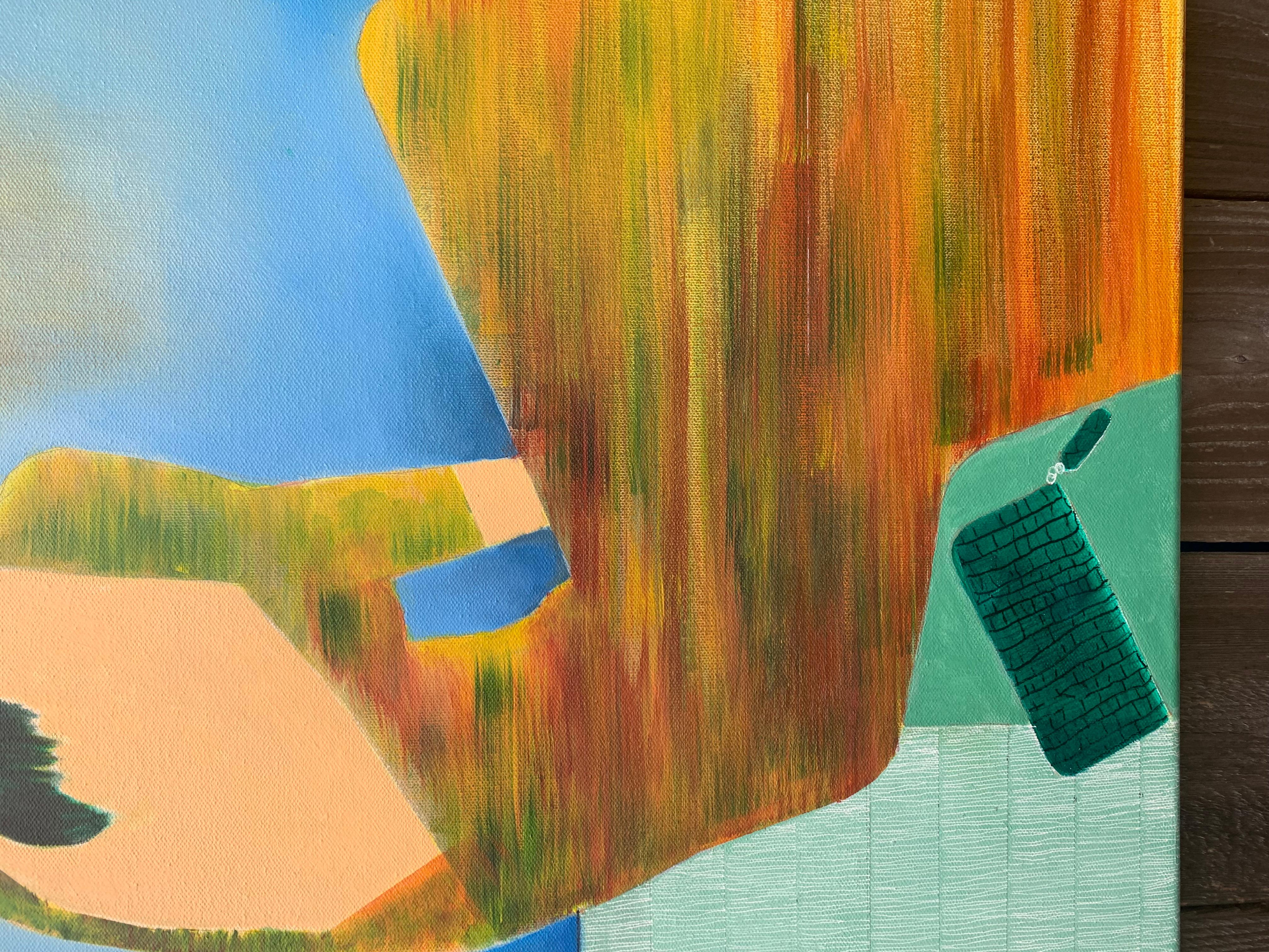 Quiet Horizon Orange, Ölgemälde (Blau), Figurative Painting, von Mikhail Zuyeu