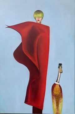 El velo rojo, Pintura al óleo