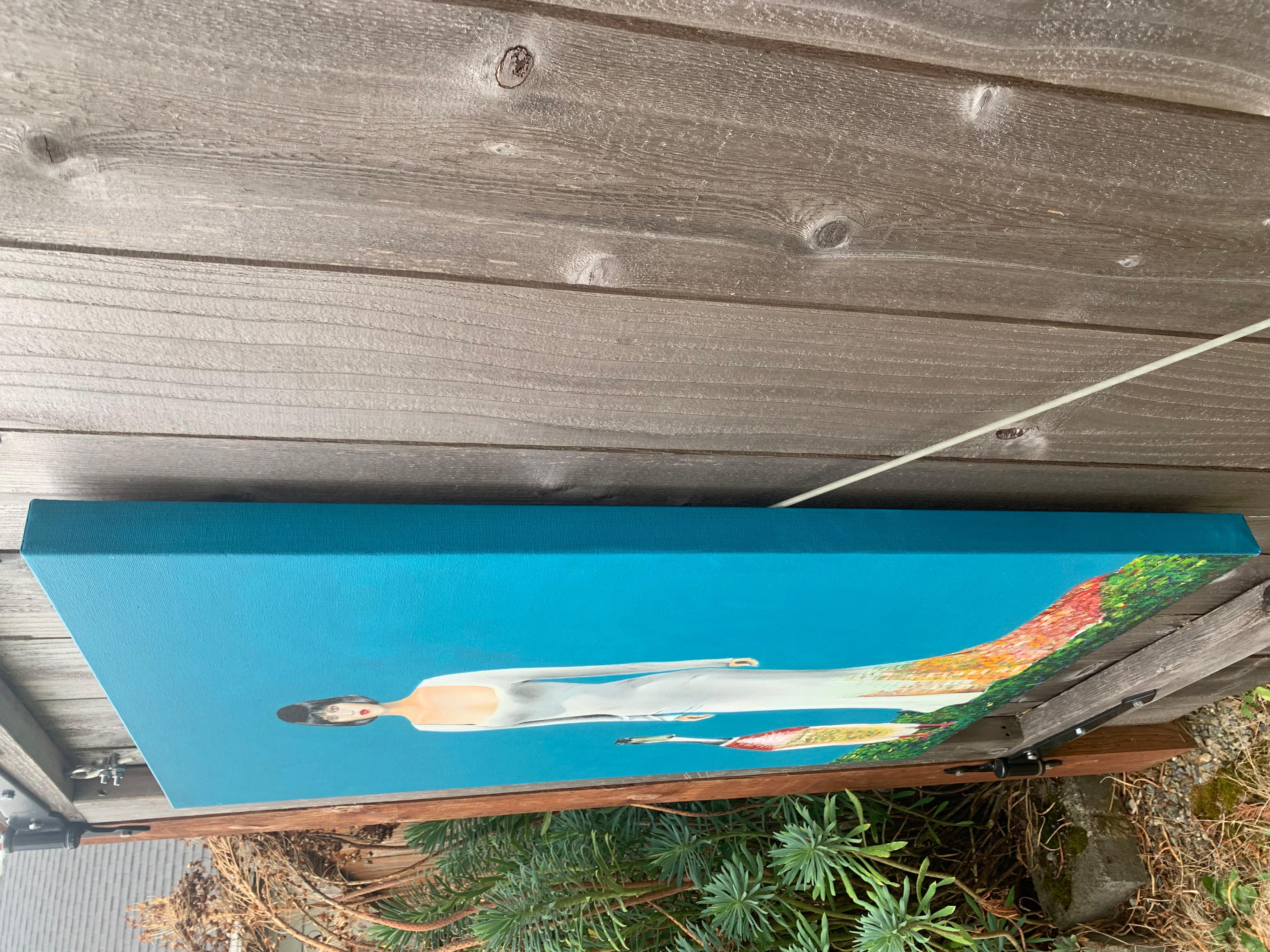 La robe blanche, peinture à l'huile - Painting de Mikhail Zuyeu