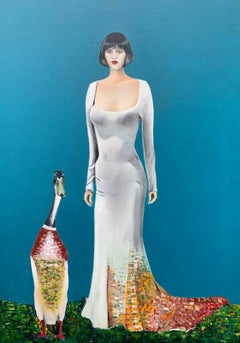 La robe blanche, peinture à l'huile
