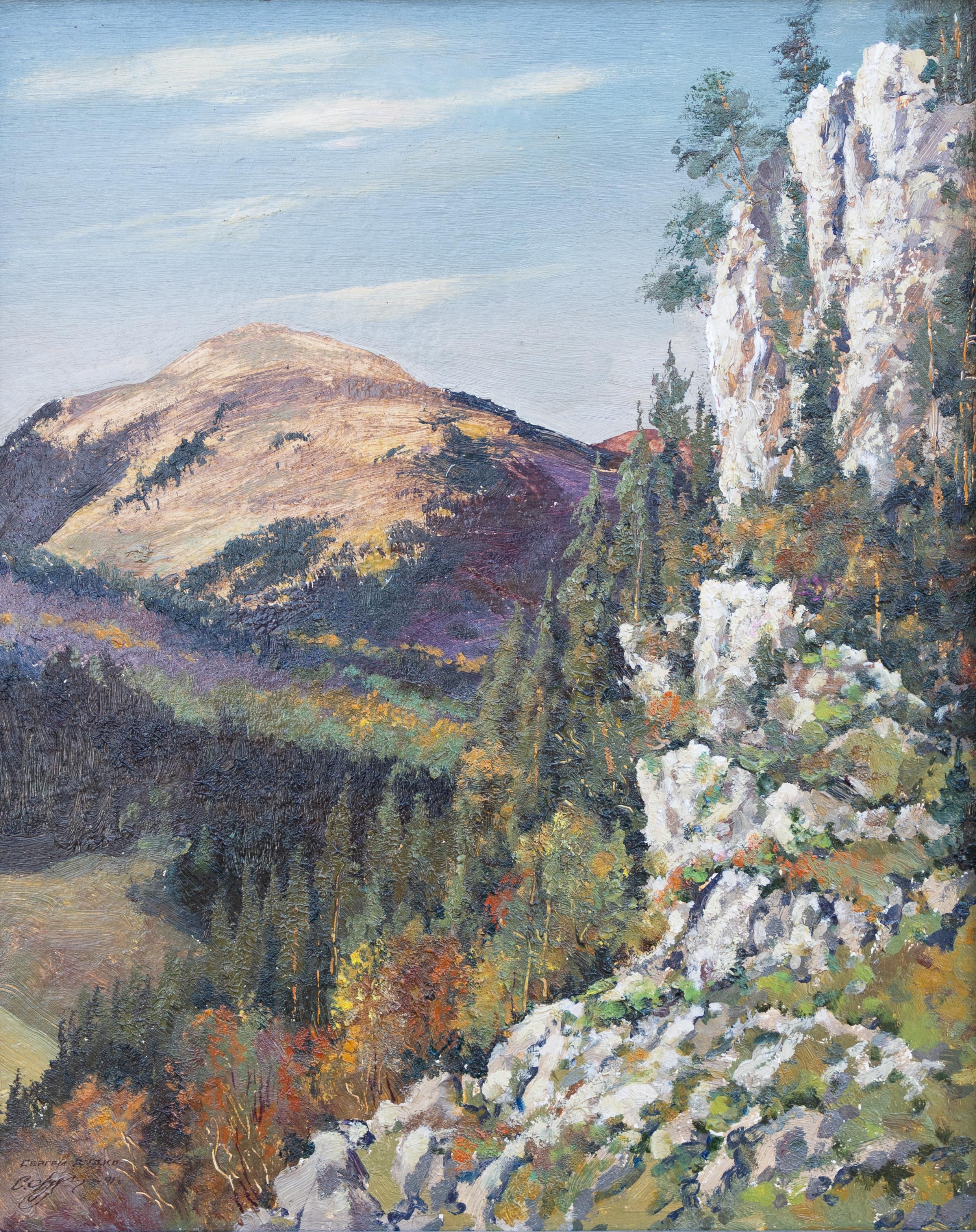 Landscape Painting di Mikhaylichenko Sergey Viktorovich - "Autunno sul passo di Azish"