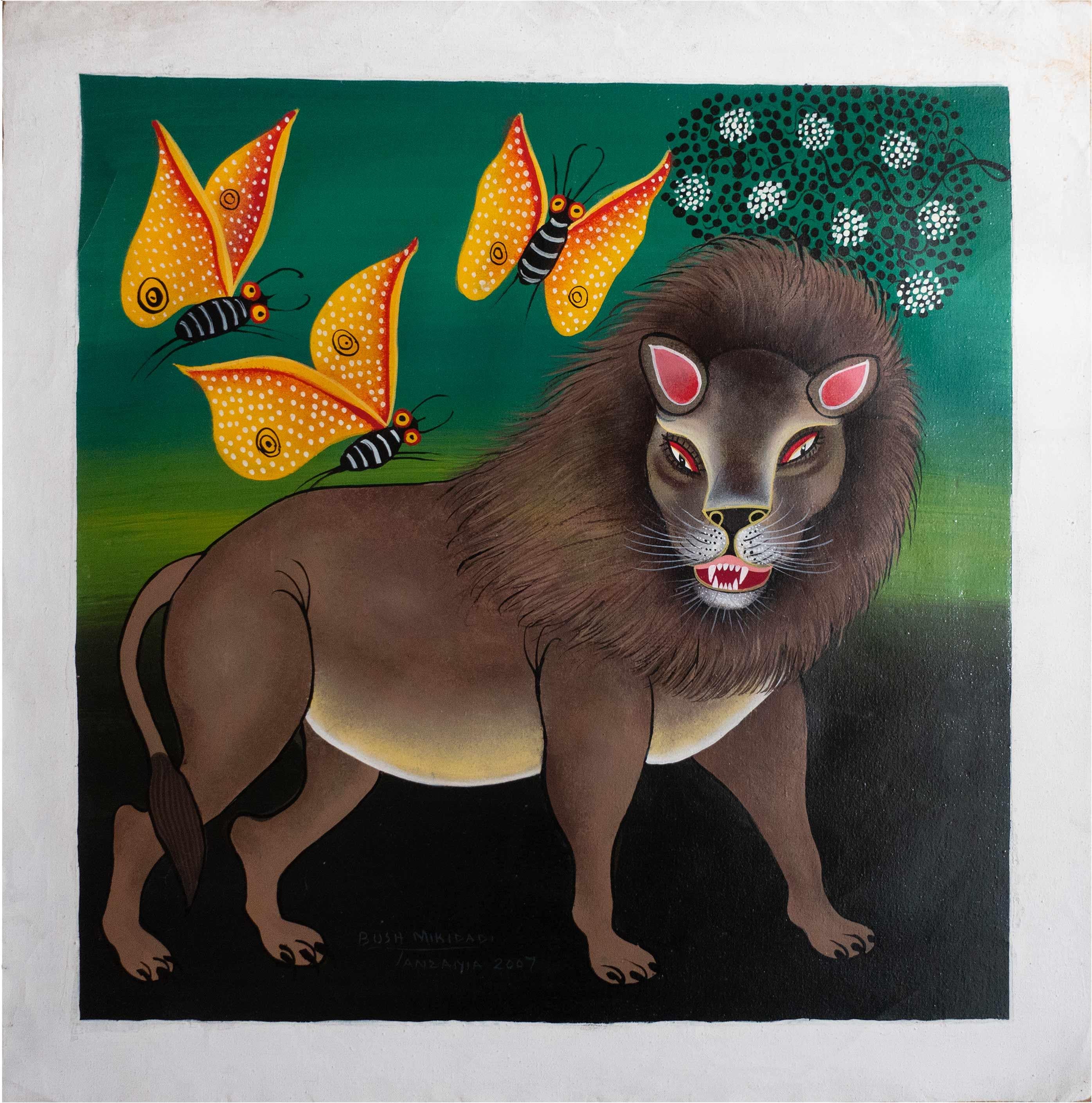 Sin título, Arte africano, Arte figurativo, Surrealismo, Animales - Painting Surrealista de Mikidadi Bush