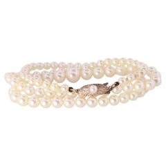 MIKIMOTO 10k Gold Pearl Necklace. Graduated  Pearl Strand 18in Necklace Mikimoto