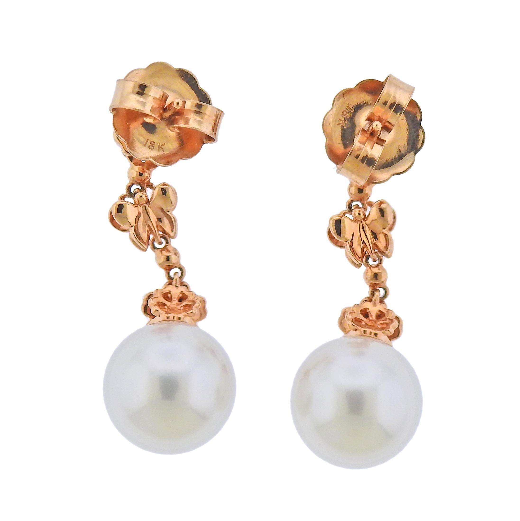 rose gold pearl earrings