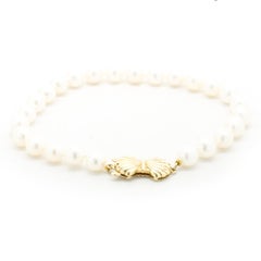 Mikimoto 14 Karat Yellow Gold Blue Lagoon Pearl Inline Bracelet