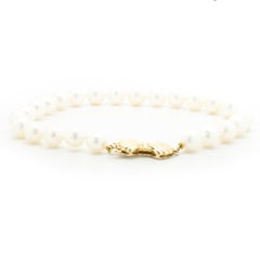 Mikimoto 14 Karat Yellow Gold Blue Lagoon Pearl Inline Bracelet