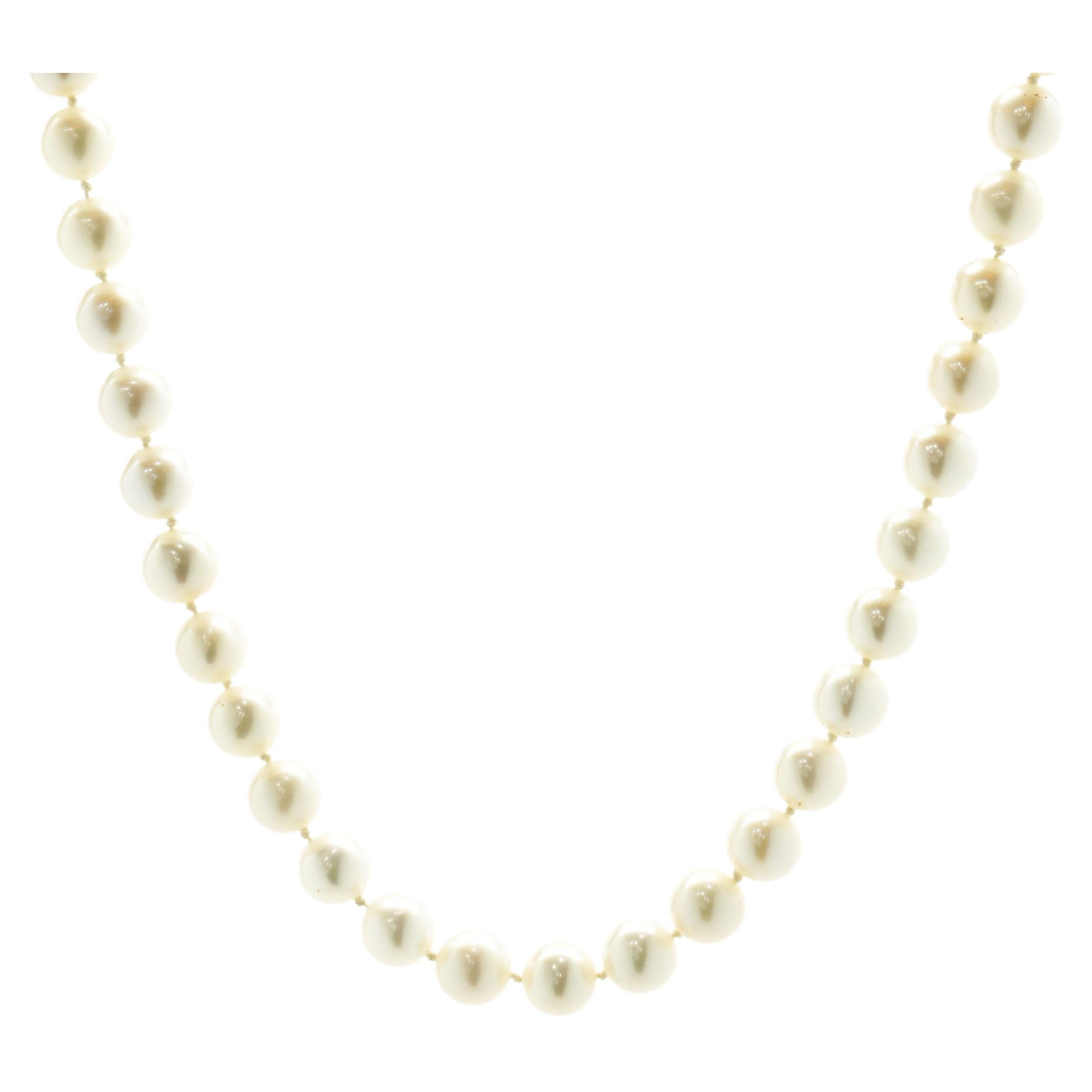 Mikimoto 14 Karat Yellow Gold Blue Lagoon Pearl Necklace For Sale