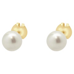 Mikimoto 14 Karat Yellow Gold Pearl Stud Earrings
